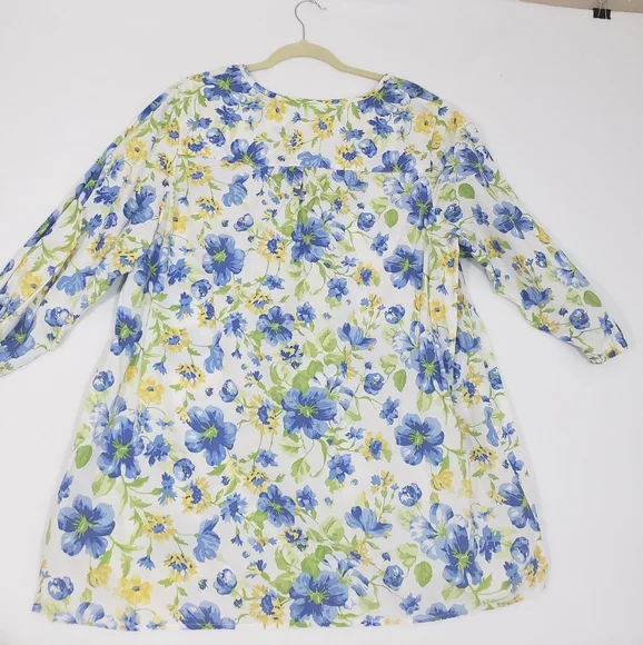 DENIM&COMPANY Floral Blouse WOMENS SPRING BLUE floral Long Sleeve Top 2… - Picture 4 of 9